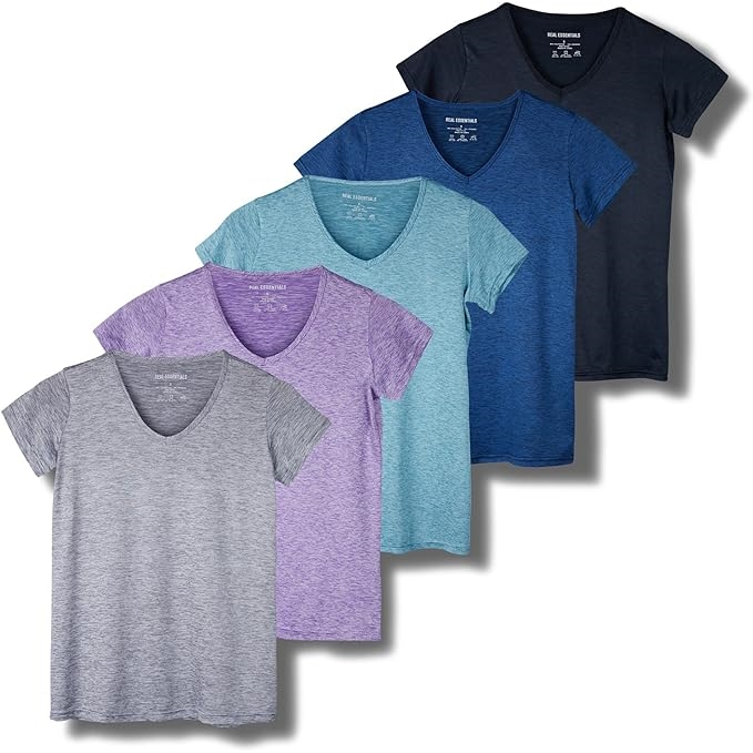 5 Pk Women's V Neck Tee